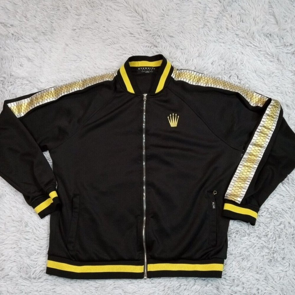 Eternity BC/AD Mens‎ Jacket Track Black XL Full Zip Pockets Embroidery